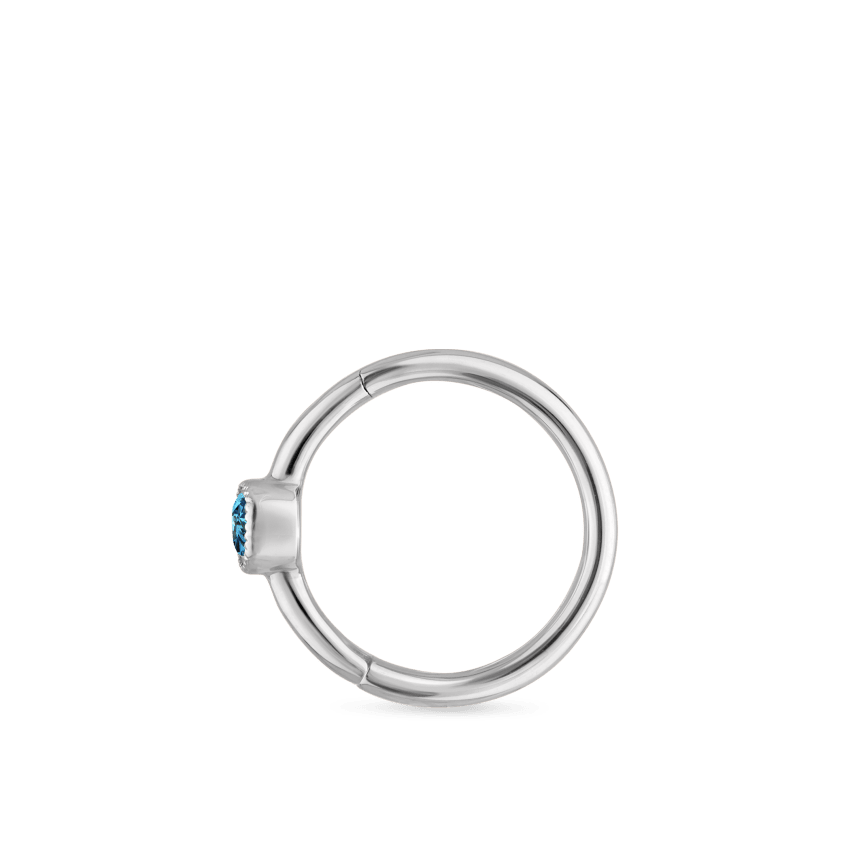 Scallop Set Light Blue Diamond Hoop Earring