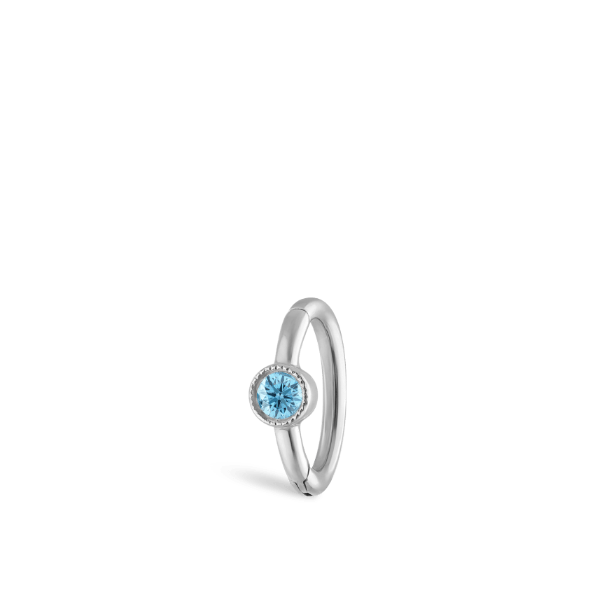 Scallop Set Light Blue Diamond Hoop Earring