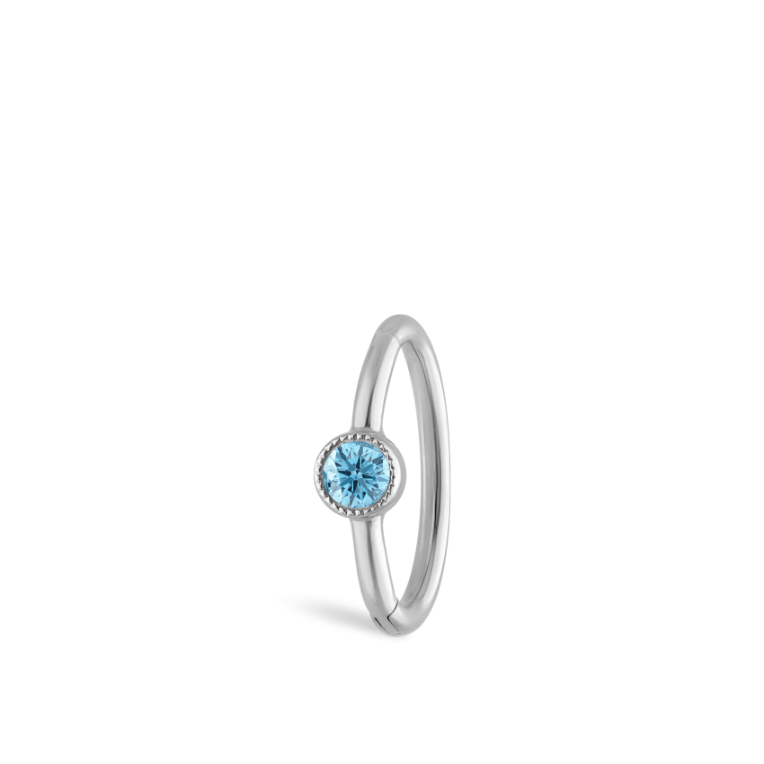 Scallop Set Light Blue Diamond Hoop Earring