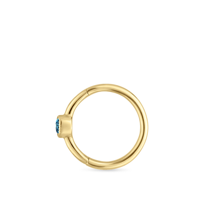 Scallop Set Light Blue Diamond Hoop Earring