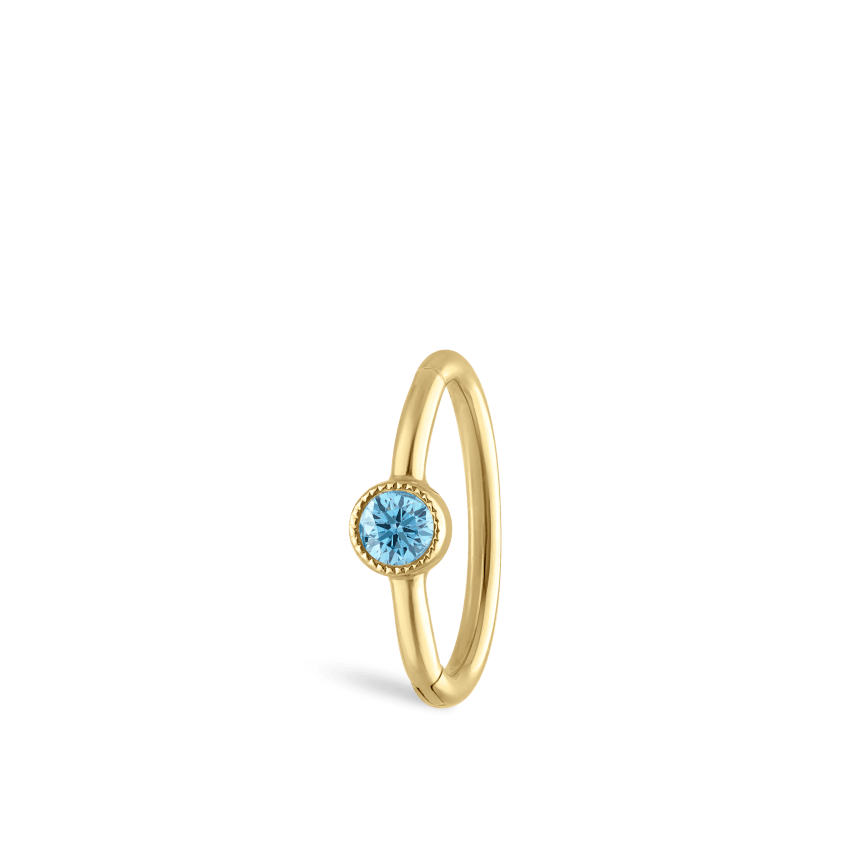 Scallop Set Light Blue Diamond Hoop Earring