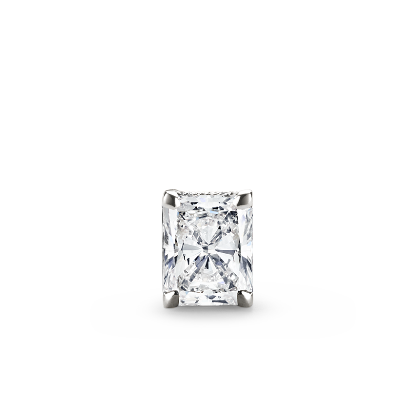 Radiant Diamond Engraved Threaded Stud Earring With Titanium Backing