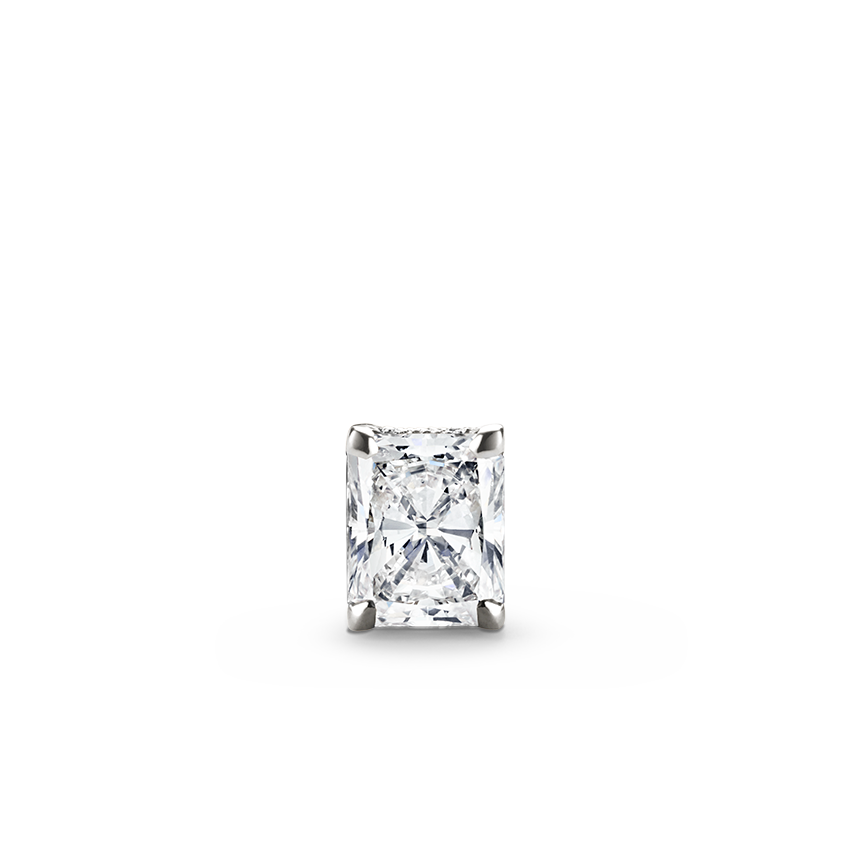 Engraved Radiant Diamond Threaded Stud Earring