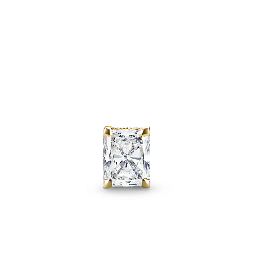 Engraved Radiant Diamond Threaded Stud Earring