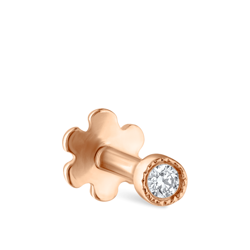 Scalloped Set Diamond Threaded Stud Earring