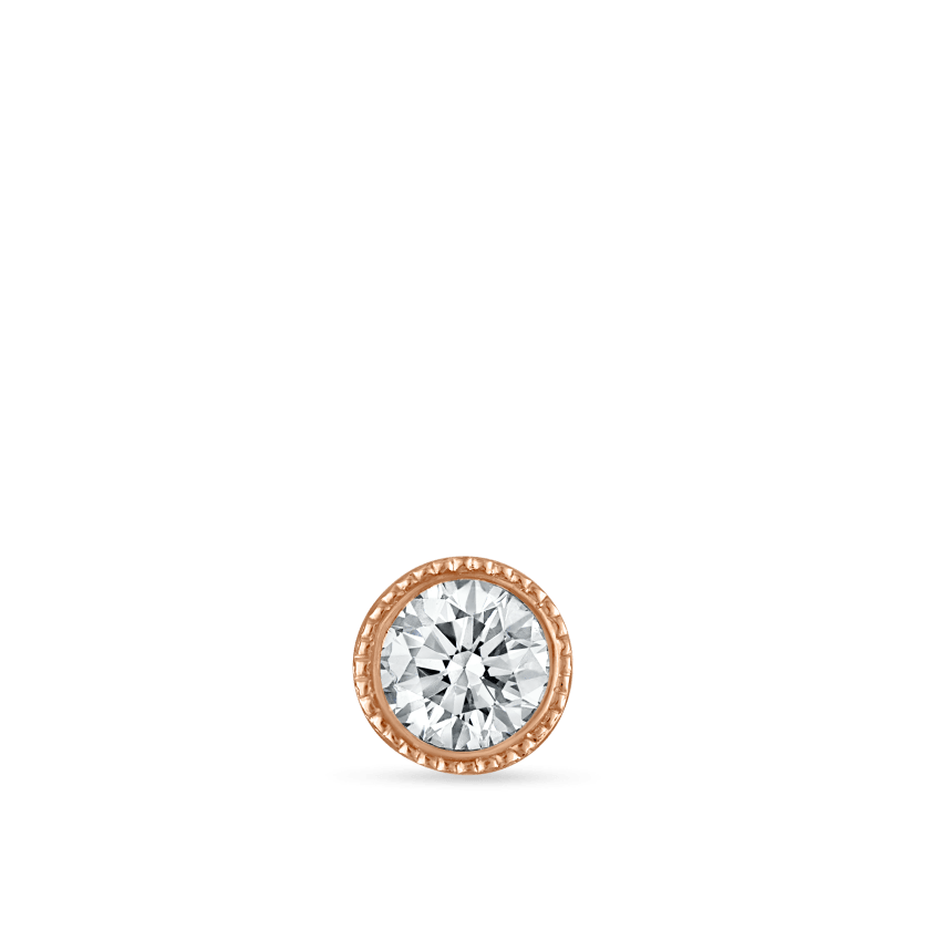Scalloped Set Diamond Threaded Stud Earring