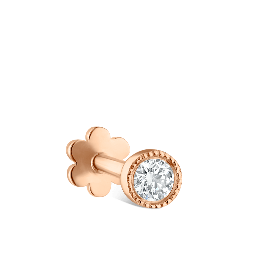 Scalloped Set Diamond Threaded Stud Earring