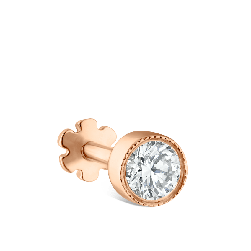 Scalloped Set Diamond Threaded Stud Earring