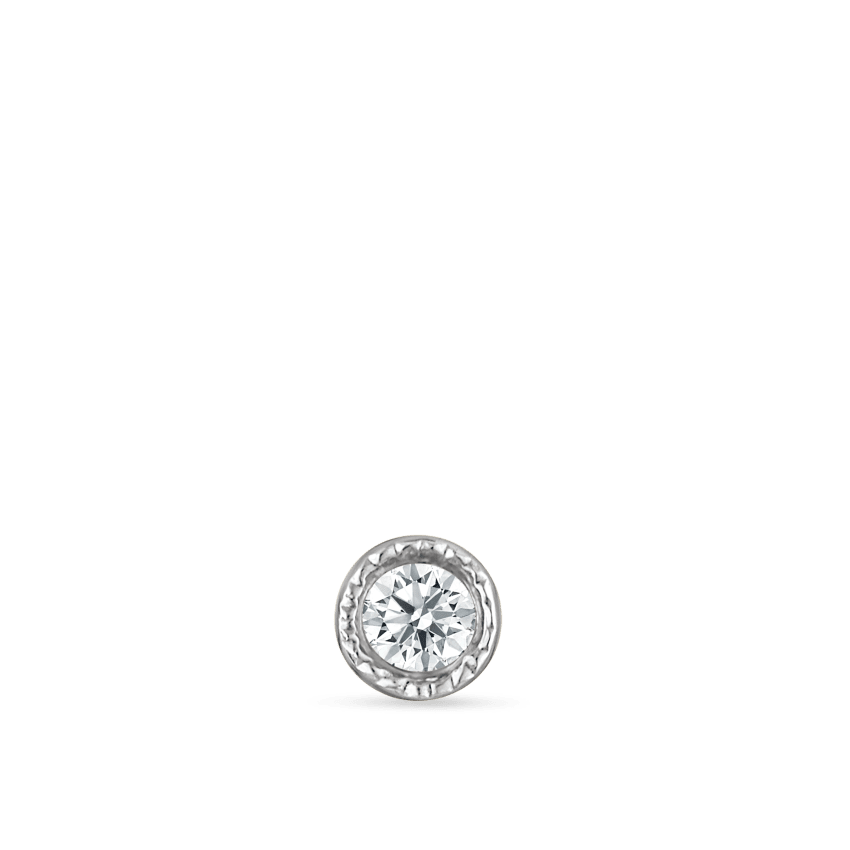 Scalloped Set Diamond Threaded Stud Earring With Titanium Backing