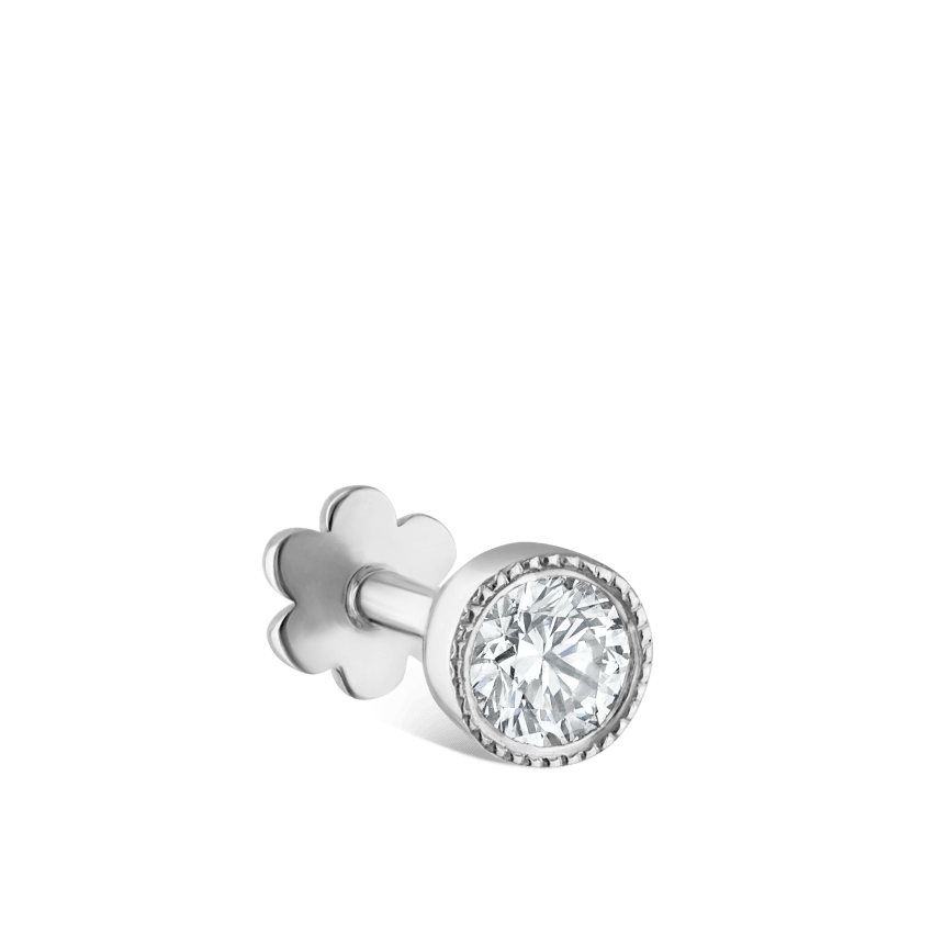 Scalloped Set Diamond Threaded Stud Earring
