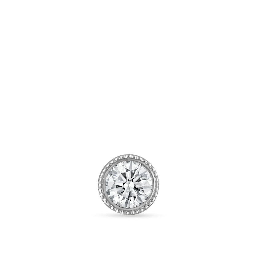 Scalloped Set Diamond Threaded Stud Earring With Titanium Backing