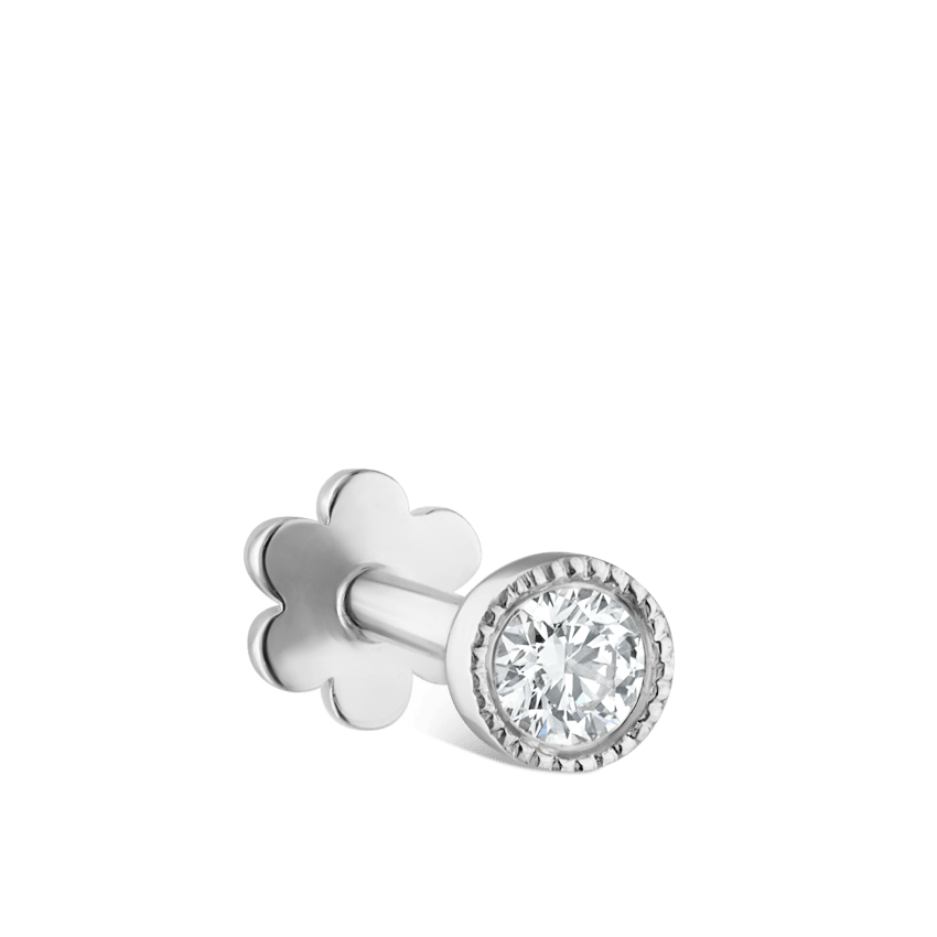 Scalloped Set Diamond Threaded Stud Earring