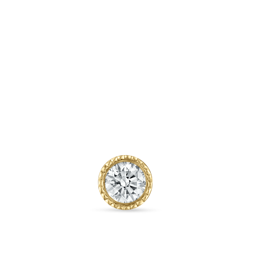 Scalloped Set Diamond Threaded Stud Earring With Titanium Backing