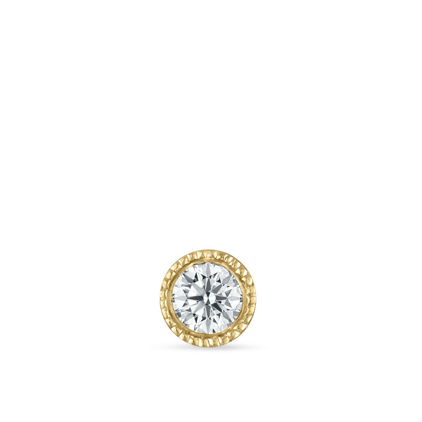 Scalloped Set Diamond Threaded Stud Earring