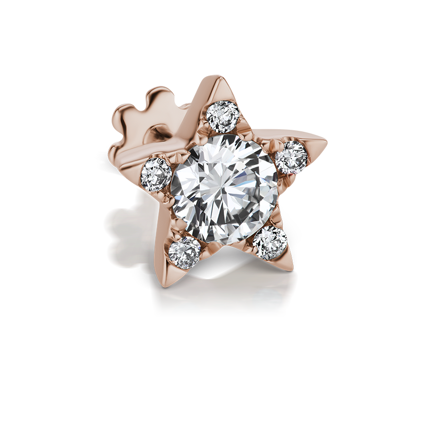 Diamond Star Threaded Stud Earring With Titanium Backing
