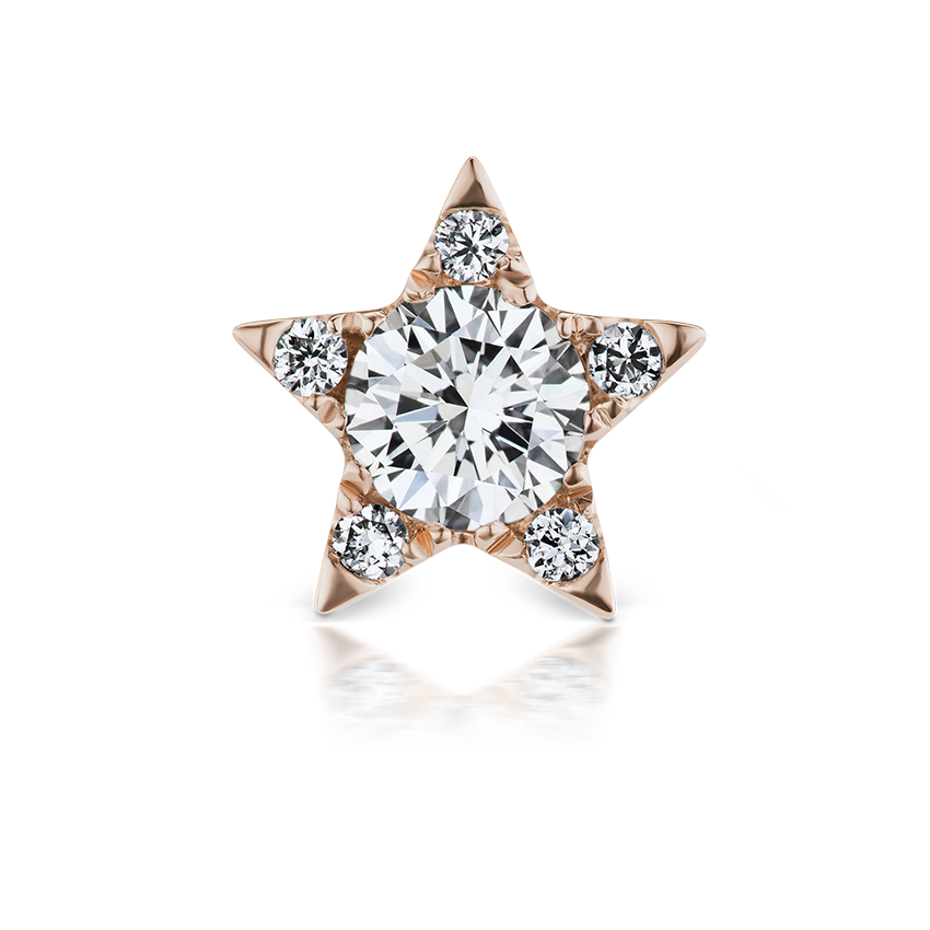 Diamond Star Threaded Stud Earring With Titanium Backing