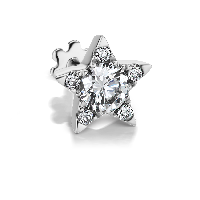 Diamond Star Threaded Stud Earring With Titanium Backing