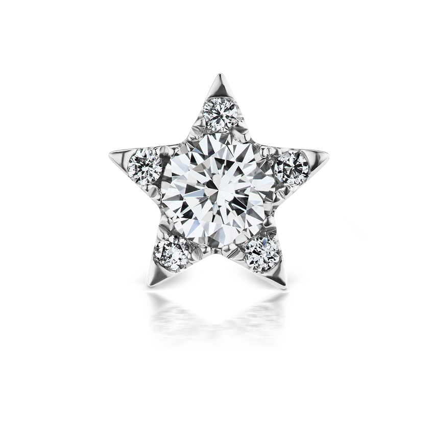Diamond Star Threaded Stud Earring With Titanium Backing