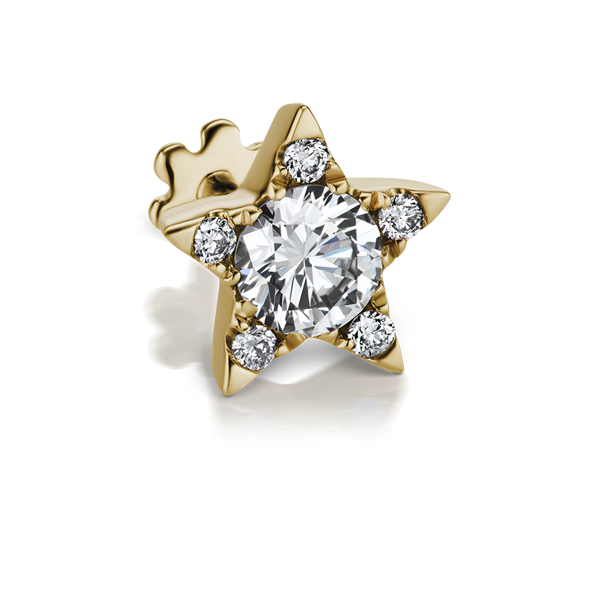 Diamond Star Threaded Stud Earring With Titanium Backing