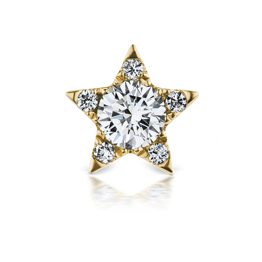 Diamond Star Threaded Stud Earring With Titanium Backing