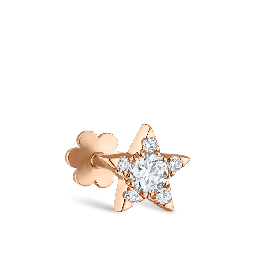 Diamond Star Threaded Stud Earring With Titanium Backing