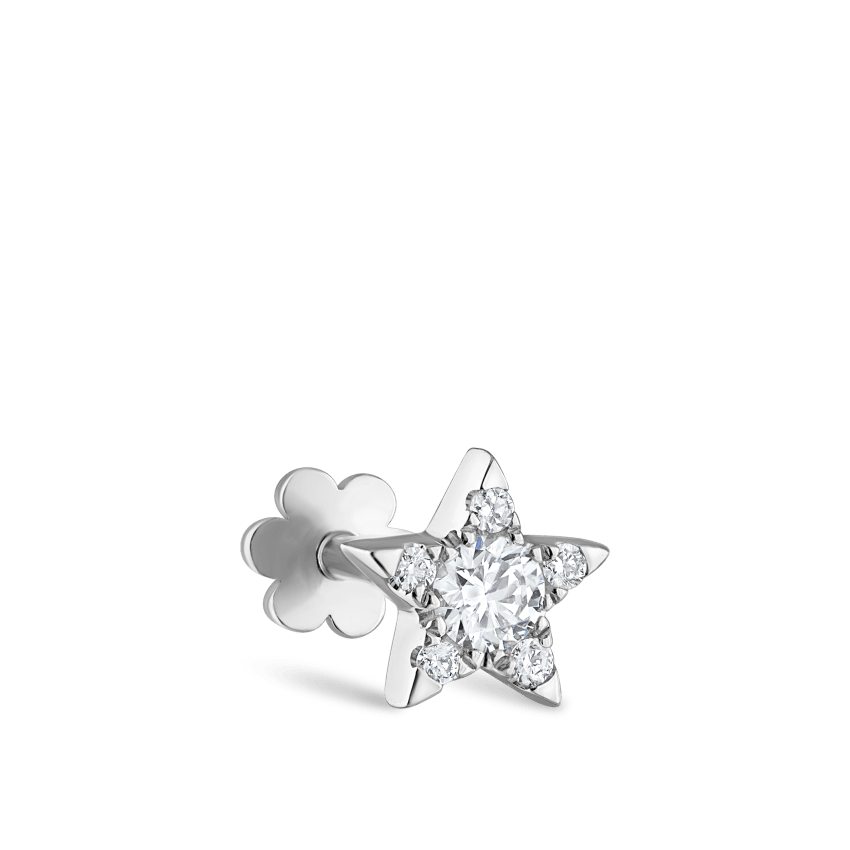 Diamond Star Threaded Stud Earring With Titanium Backing