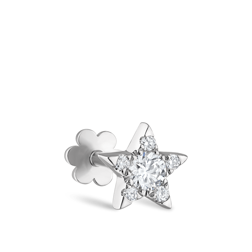 Diamond Star Threaded Stud Earring With Titanium Backing