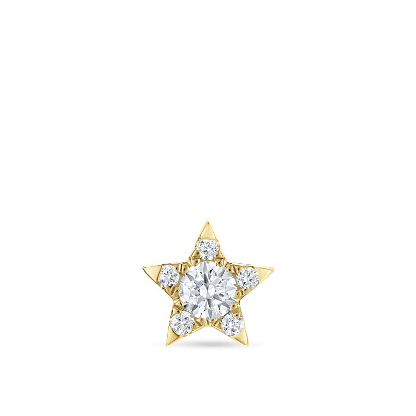 Diamond Star Threaded Stud Earring With Titanium Backing