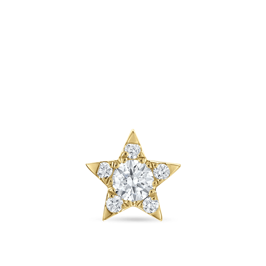 Diamond Star Threaded Stud Earring With Titanium Backing