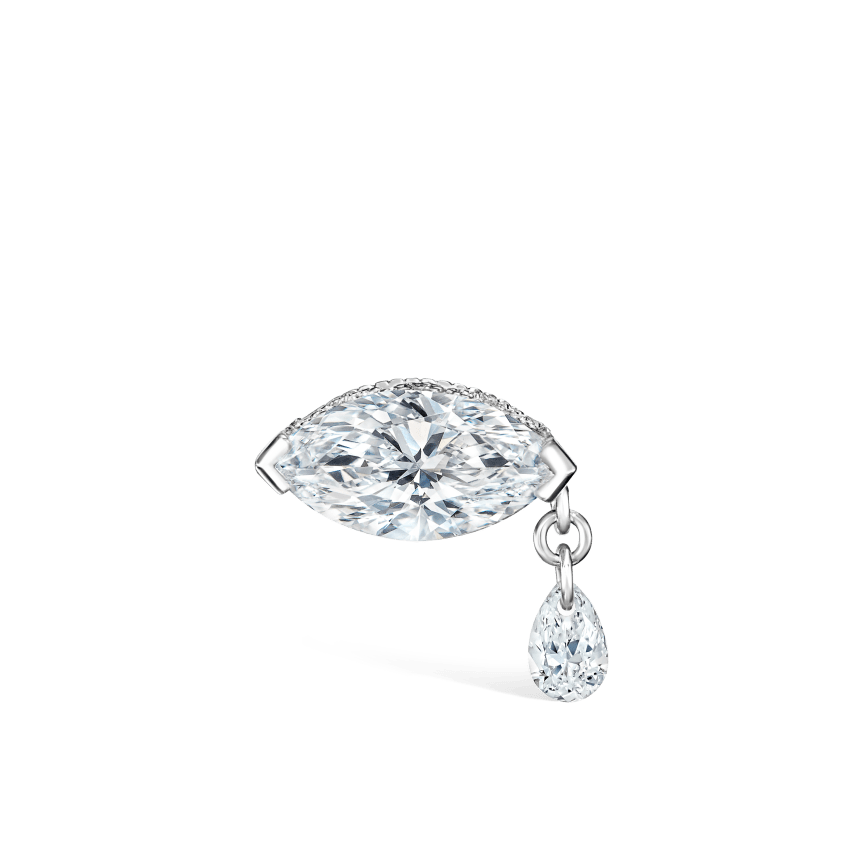 Single Teardrop Marquise Diamond Threaded Stud Earring With Titanium Backing