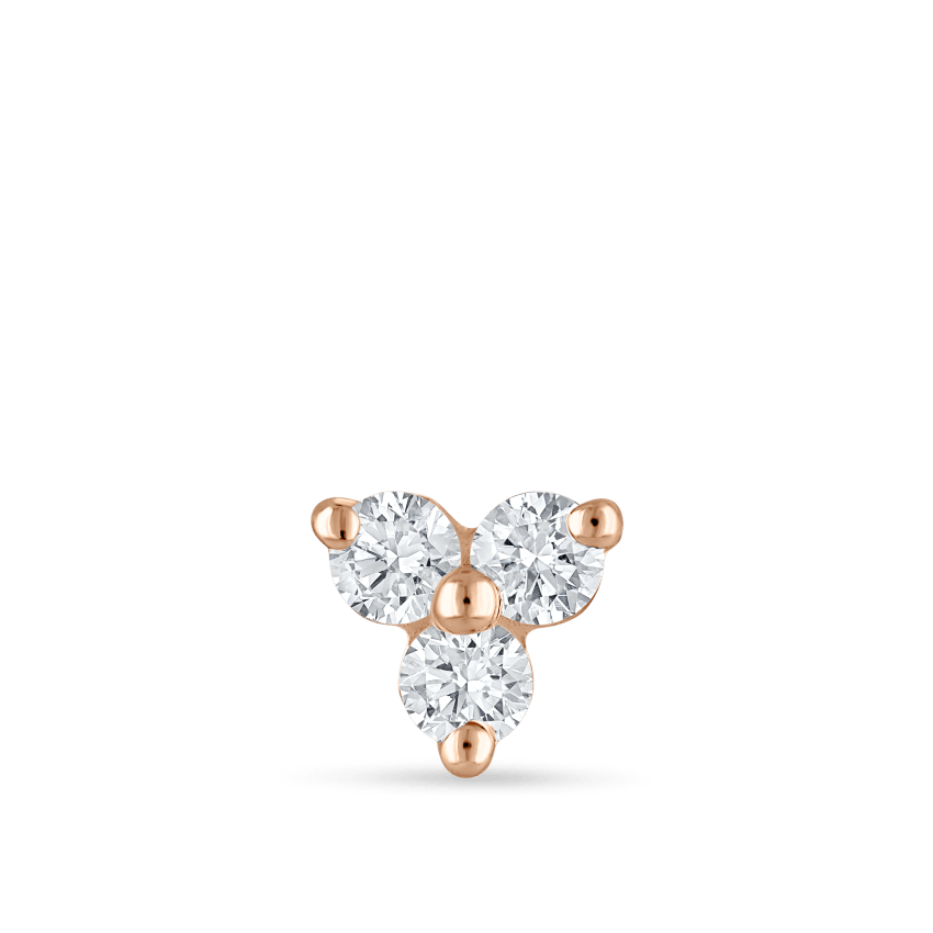 Diamond Trinity Threaded Stud Earring With Titanium Backing