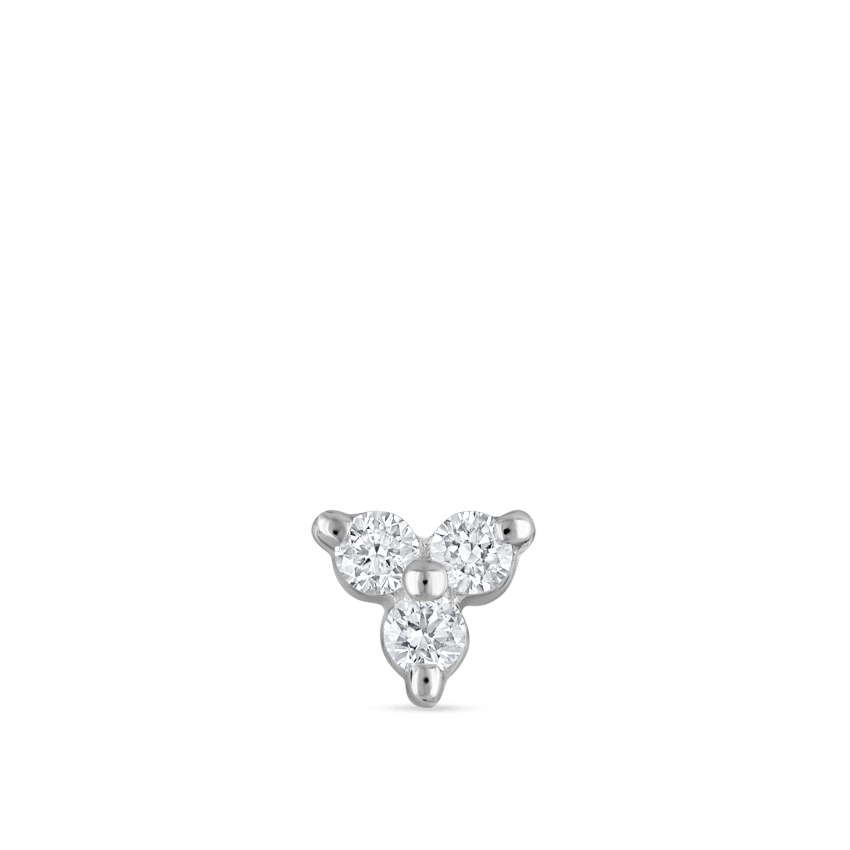 Diamond Trinity Threaded Stud Earring With Titanium Backing