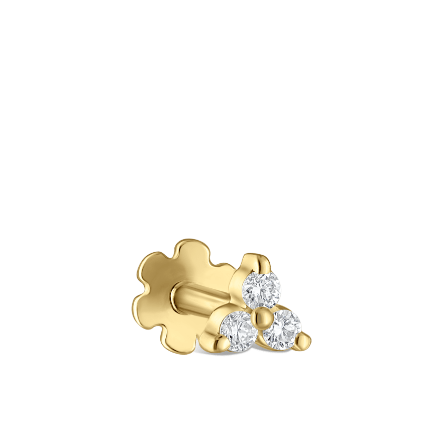 Diamond Trinity Threaded Stud Earring