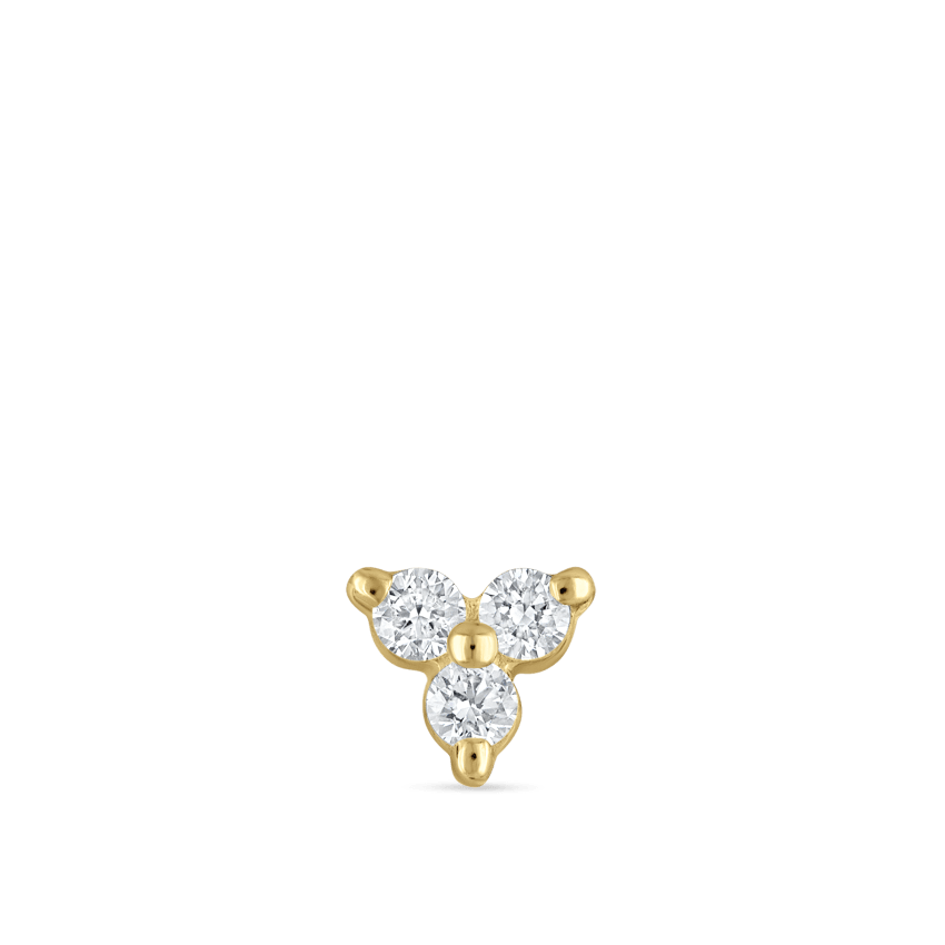Diamond Trinity Threaded Stud Earring With Titanium Backing