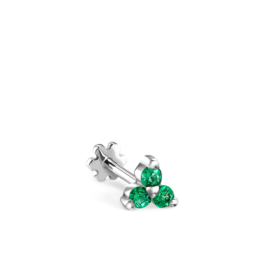 Emerald Trinity Threaded Stud Earring With Titanium Backing
