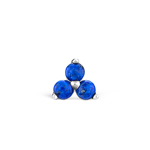 Lapis Trinity Threaded Stud Earring With Titanium Backing