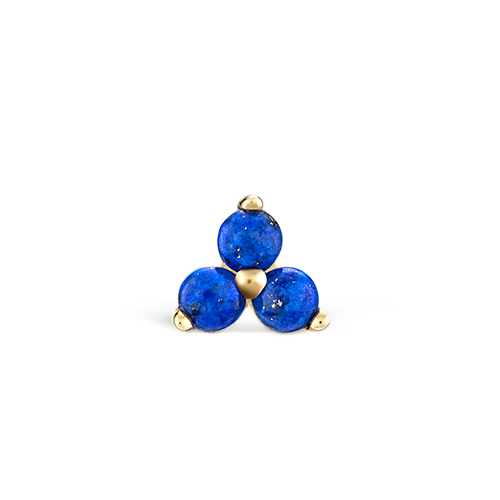 Lapis Trinity Threaded Stud Earring With Titanium Backing