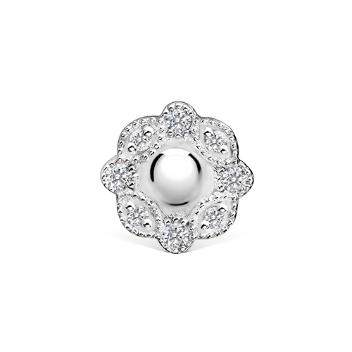 Engraved Pink Cushion Diamond Threaded Stud Earring